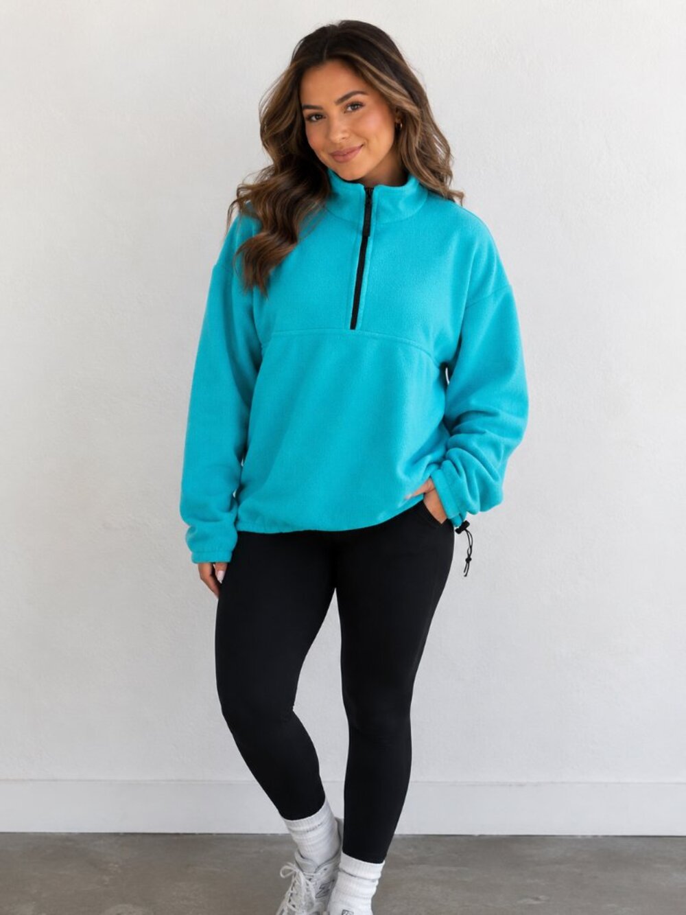 J.Crew Sport Women's Turquoise Fleece Quarter Zip Pullover Sweater, M